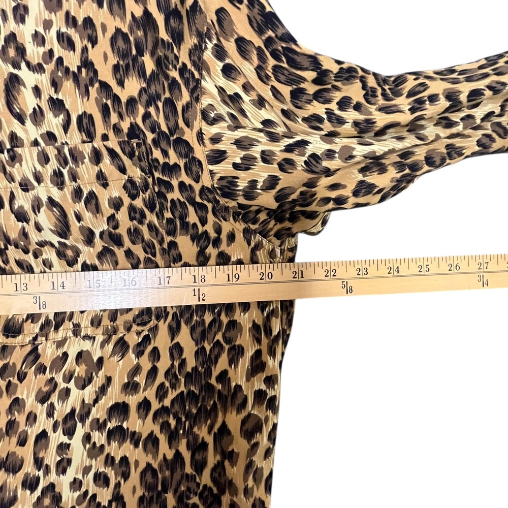 Vintage Lizwear Petite Leopard Print Button Down Shirt Women Medium Rocker Retro - Picture 5 of 8